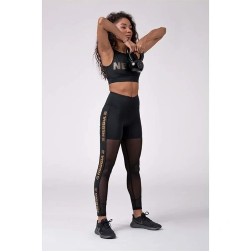 Gold Mesh leggings 829, Black | NEBBIA