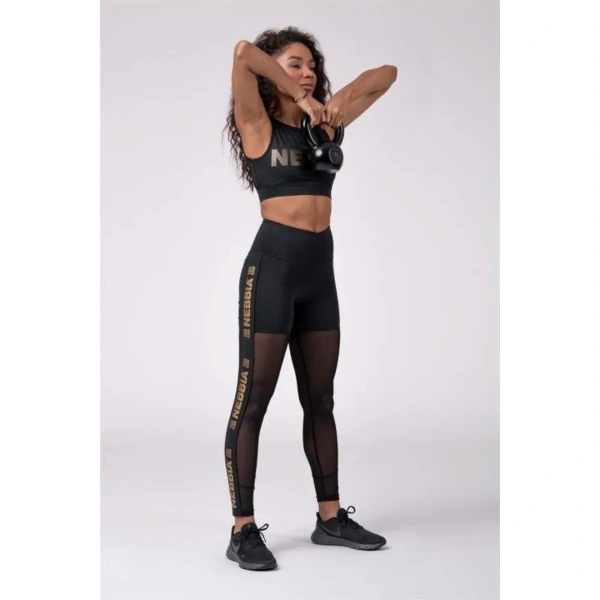 Gold Mesh leggings 829, Black | NEBBIA