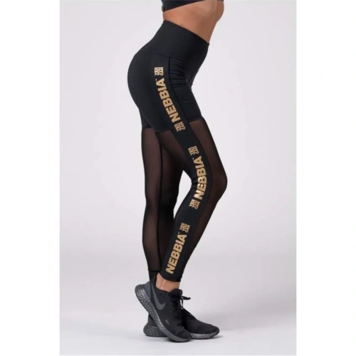 Gold Mesh leggings 829, Black | NEBBIA