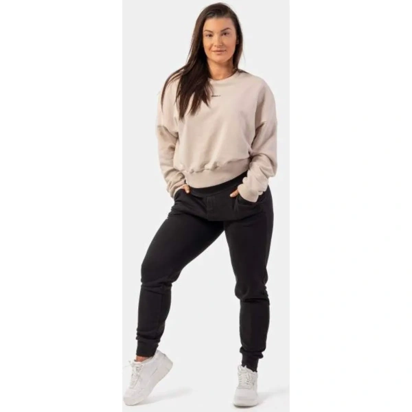 High-Waist Loose Fit Sweatpants "Feeling Good", 409, Black | NEBBIA
