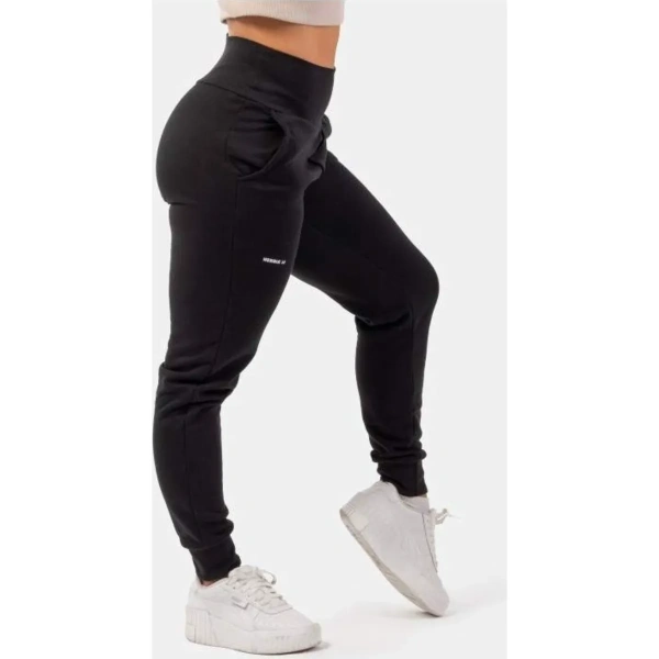 High-Waist Loose Fit Sweatpants "Feeling Good", 409, Black | NEBBIA