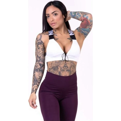 Lace-up sport bra 694, White | NEBBIA