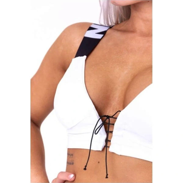 Lace-up sport bra 694, White | NEBBIA