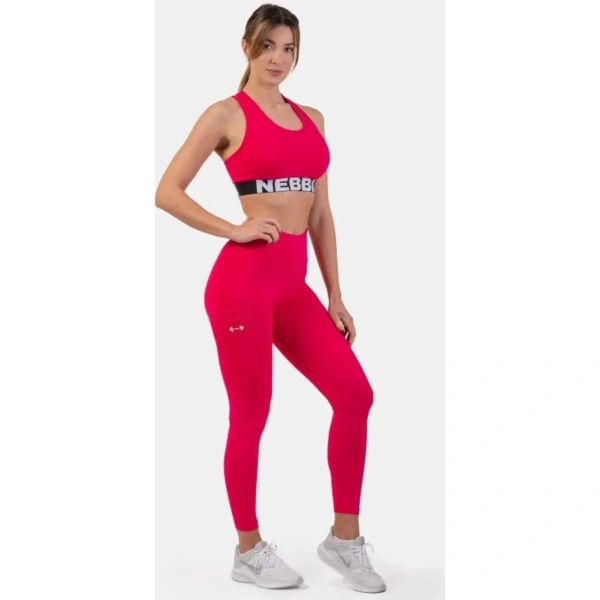 Medium Impact Cross Back Sports Bra, 410, Pink | NEBBIA