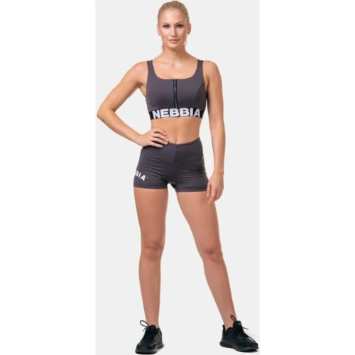 Smart Zip Front Sports Bra, 578, Black | NEBBIA