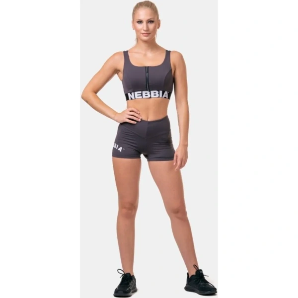 Smart Zip Front Sports Bra, 578, Black | NEBBIA