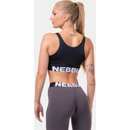 Smart Zip Front Sports Bra, 578, Black | NEBBIA