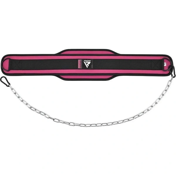 RDX T7 Weight Training Dipping Belt With Chain - Pink | RDX
