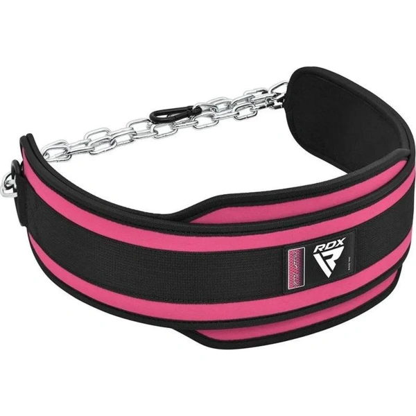 RDX T7 Weight Training Dipping Belt With Chain - Pink | RDX