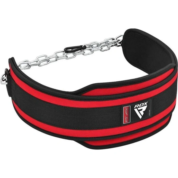 RDX T7 Weight Training Dipping Belt With Chain - Red | RDX