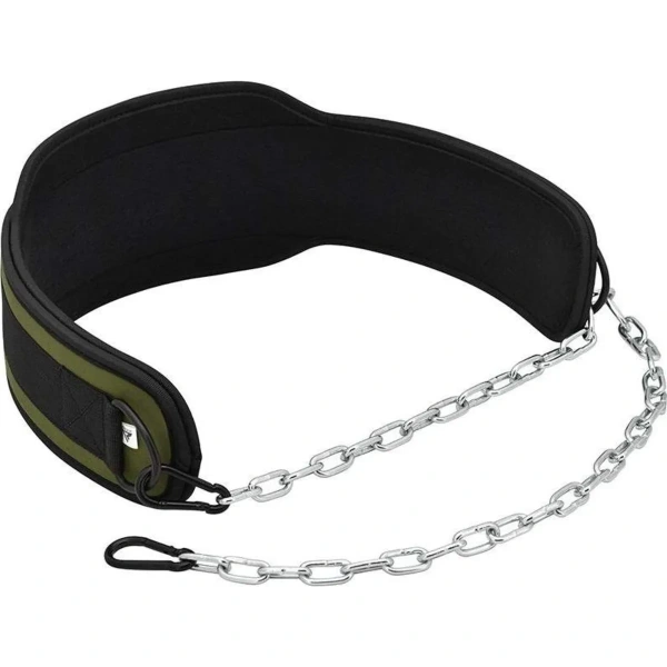 RDX T7 Weight Training Dipping Belt With Chain - Army Green | RDX