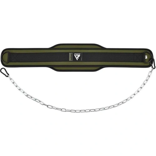 RDX T7 Weight Training Dipping Belt With Chain - Army Green | RDX
