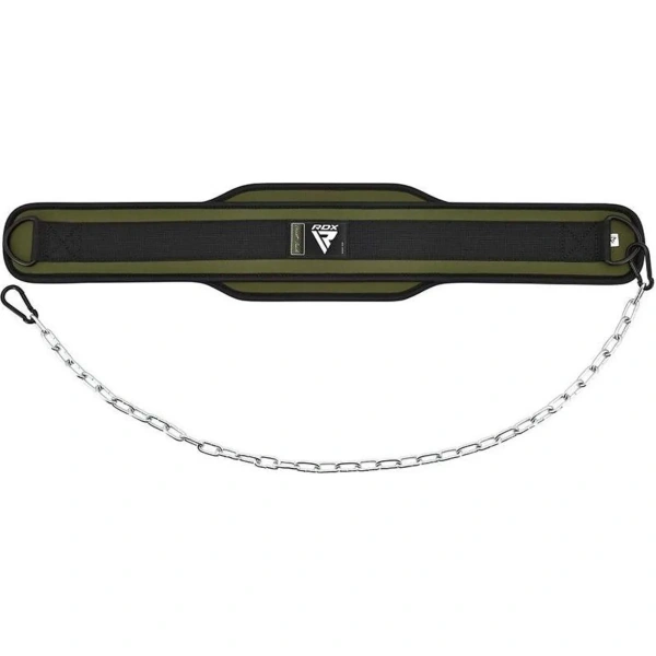 RDX T7 Weight Training Dipping Belt With Chain - Army Green | RDX