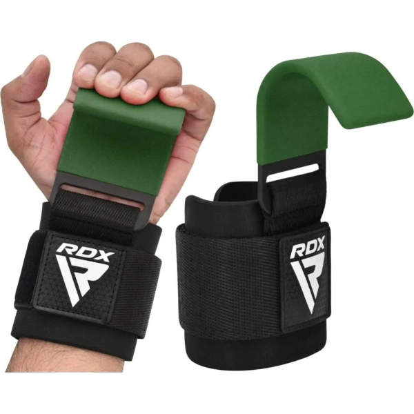 RDX W5 Weight Lifting Hook Straps - Army Green | RDX
