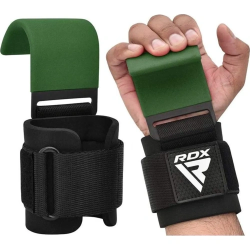 RDX W5 Weight Lifting Hook Straps - Army Green | RDX