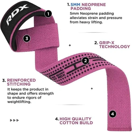 RDX S4 Women Silicone Gel Coated Sweat - Wicking Weightlifting Gym Straps | RDX