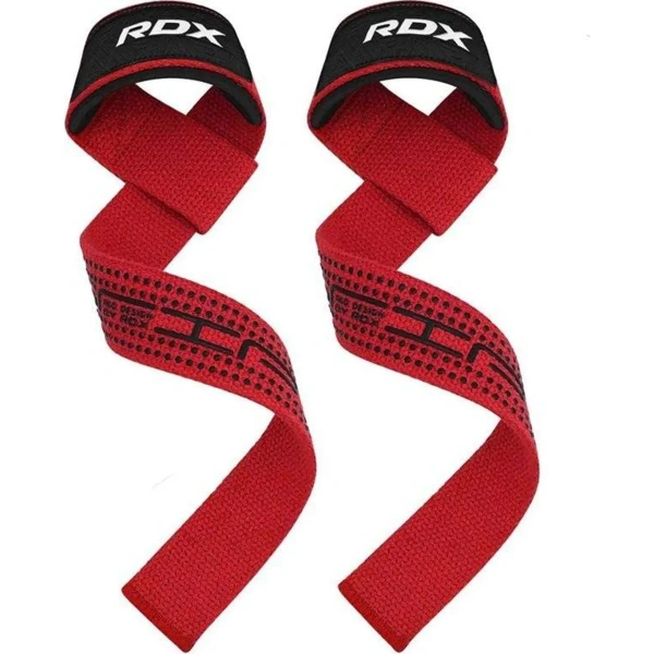 RDX S4 Silicone Gel Coated Non-slip Solid Grip Weight Lifting Gym Straps - Red | RDX