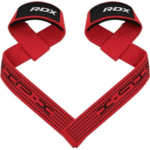 RDX S4 Silicone Gel Coated Non-slip Solid Grip Weight Lifting Gym Straps - Red | RDX