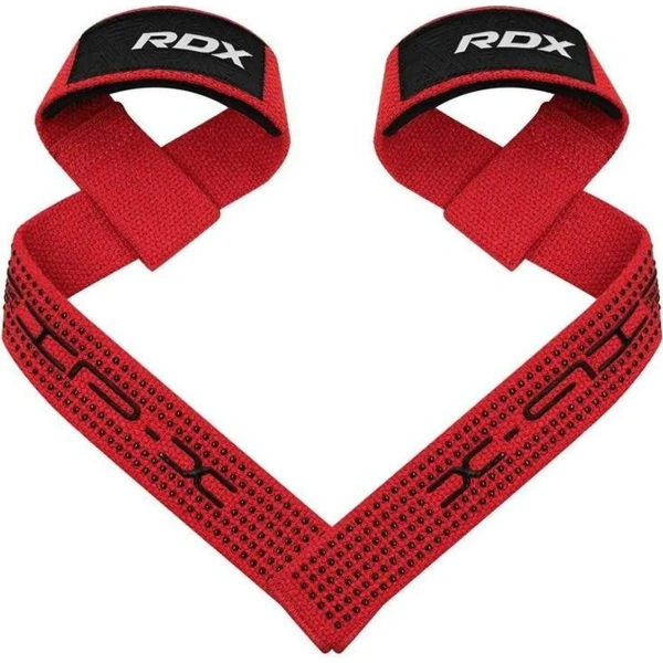 RDX S4 Silicone Gel Coated Non-slip Solid Grip Weight Lifting Gym Straps - Red | RDX