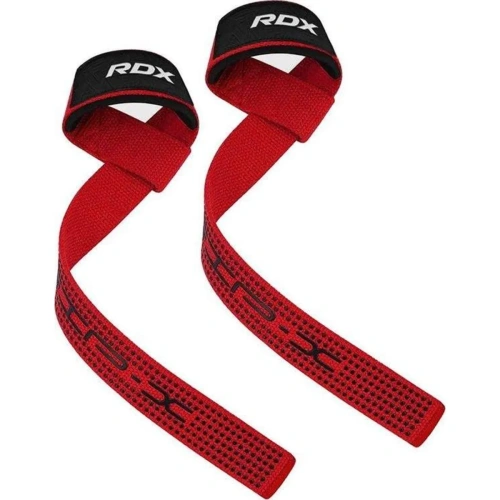 RDX S4 Silicone Gel Coated Non-slip Solid Grip Weight Lifting Gym Straps - Red | RDX