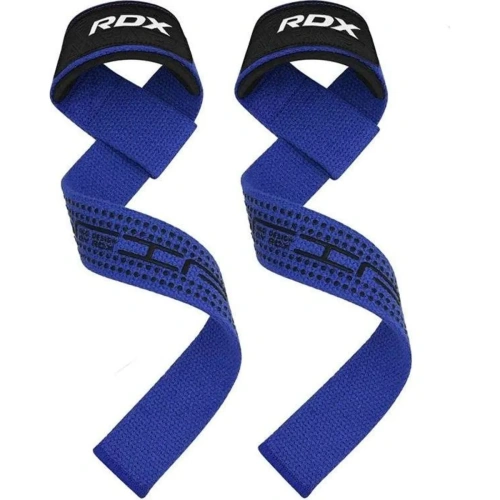 RDX S4 Silicone Gel Coated Non-slip Solid Grip Weight Lifting Gym Straps - Blue | RDX