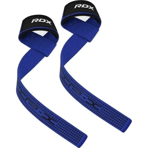 RDX S4 Silicone Gel Coated Non-slip Solid Grip Weight Lifting Gym Straps - Blue | RDX