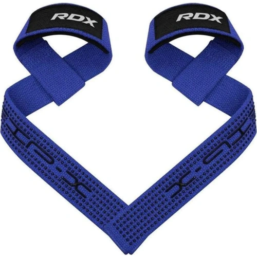RDX S4 Silicone Gel Coated Non-slip Solid Grip Weight Lifting Gym Straps - Blue | RDX