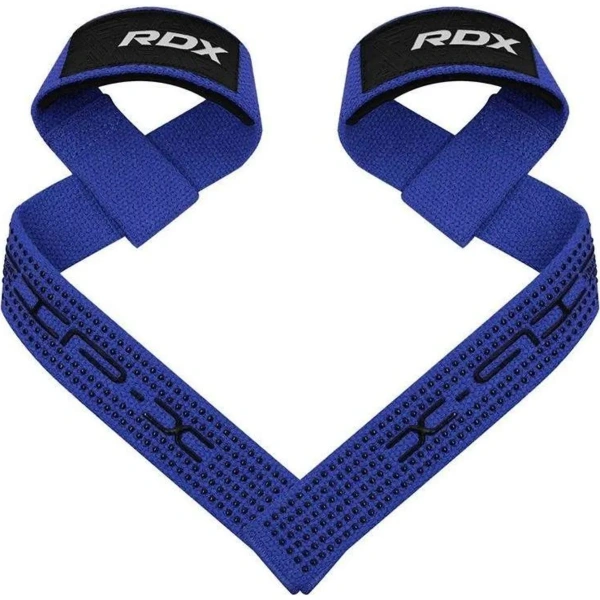 RDX S4 Silicone Gel Coated Non-slip Solid Grip Weight Lifting Gym Straps - Blue | RDX