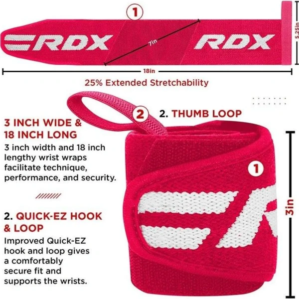RDX W2 Powerlifting Wrist Wraps Pink For Women | RDX